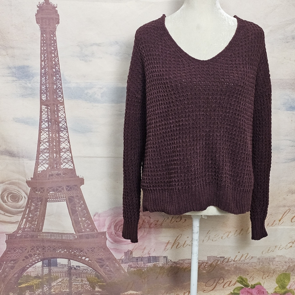 Moral Fiber Deep Burgundy V-Neck Sweater
